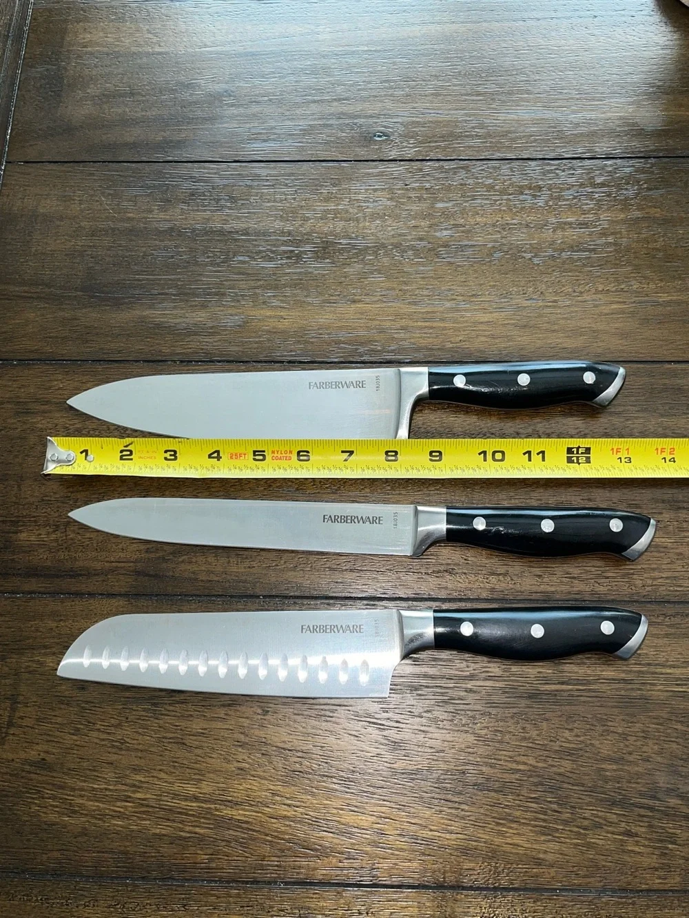 Farberware: 3 Knife Set 13” Chef’s / 13” Kitchen / 12.25” Santoku Knife Set